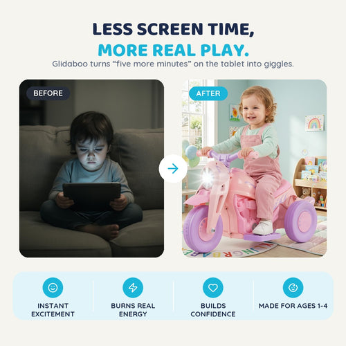 Less screen time, more real play — before and after Glidaboo